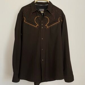 J.L. Fox Men’s Embroidered Metal Snap Western Shirt Size L/40